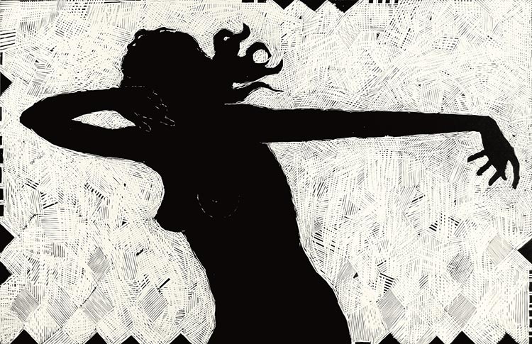 Dance; linoryt, 65x95 cm, 2006 r.