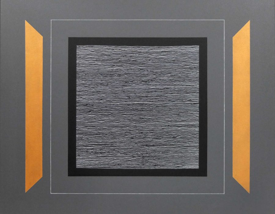 BOX 0210, akryl/tusz/płótno 80×80 cm, 2021